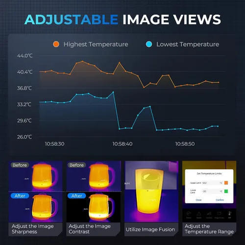 Miniatura 8 de TOPDON TC001 Cámara térmica para Android, Super IR 512x384 de alta resolución, cámara de imágenes térmicas, cámara termográfica - precisión