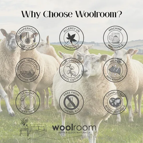 Miniatura 6 de WOOLROOM Edredón Deluxe Lavable a Máquina, Edredón de Lana Británica de Peso Medio Tamaño Individual para Todas las Estaciones - 100% Natural