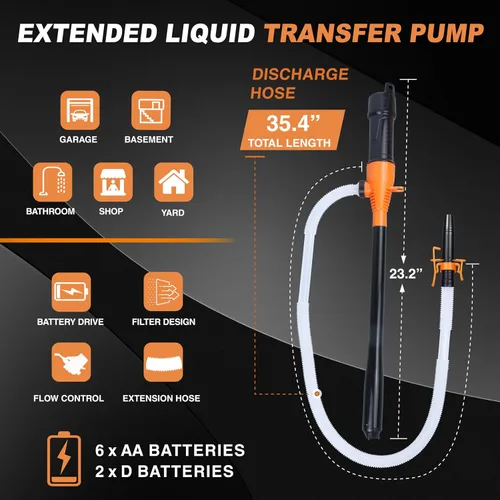 Miniatura 2 de Bomba de batería de energía portátil, bomba de transferencia de combustible, bomba de sifón eléctrica a batería para gas, combustible, diesel