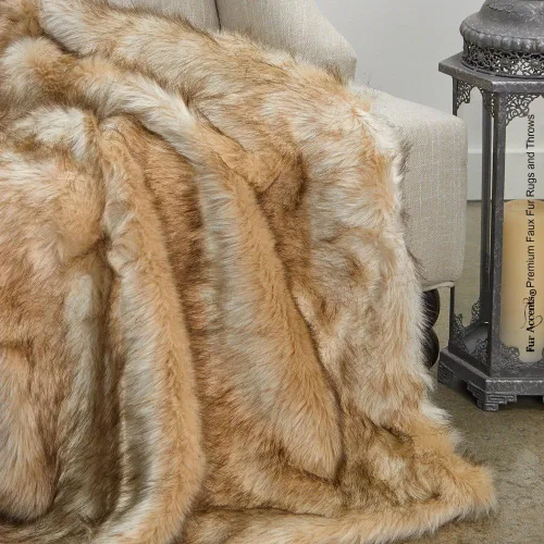 Miniatura 4 de Fur Accents Manta suntuosa de piel sintética de lujo, calidad de diseñador fabricada en Estados Unidos, Winter Fox