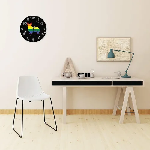 Miniatura 3 de ArogGeld Reloj de pared retro Corgi arco iris madera orgullo gay amante perro regalo LGBT cuarzo silencioso hogar colgante decorativo para sala
