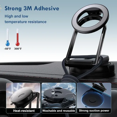 Miniatura 5 de Coverado Soporte magnético para teléfono de automóvil, soporte magnético al vacío para automóvil, rotación de 360°, imán fuerte, soporte de teléfono