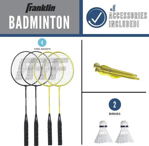 Miniatura 2 de Franklin Sports Juegos de Red de Bádminton - Patio Trasero al Aire Libre + Playa Red de Bádminton + Juego de Equipo - (4) Raquetas + (2) Volantes +