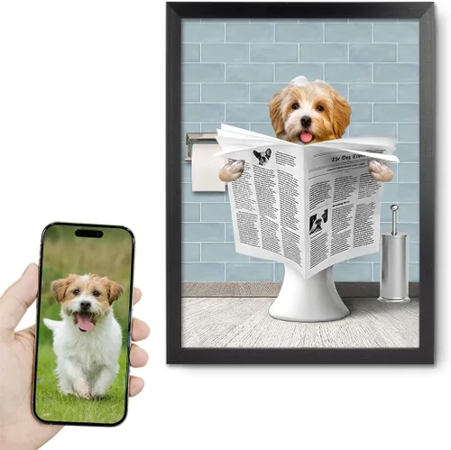 Miniatura 34 de Fotos personalizadas de mascotas en lienzo para pared Arte de baño personalizado Lindo perro gato en bañera Impresiones, divertidos animales Foto