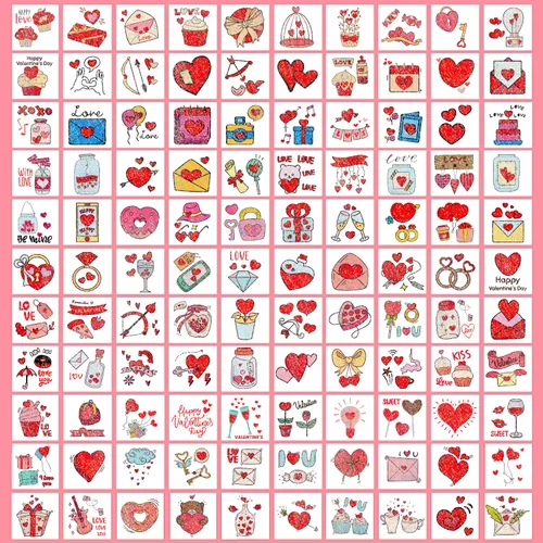Miniatura 4 de Partywind 204 estilos de purpurina para el día de San Valentín, tatuajes temporales para niños, suministros de fiesta de San Valentín, regalos