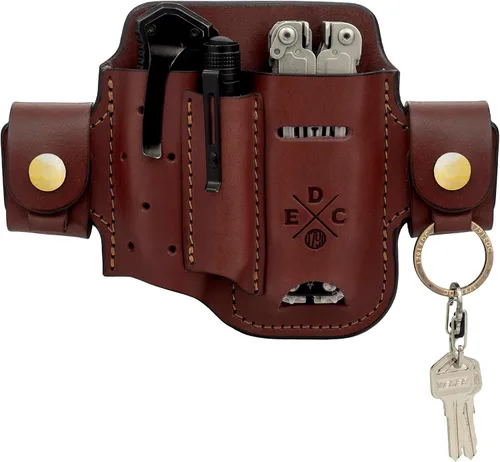 Funda multiherramienta, organizador EDC de cuero, bolsa para cinturón para multiherramienta, cuchillo, bolígrafo, llaves, compatible con Leatherman,