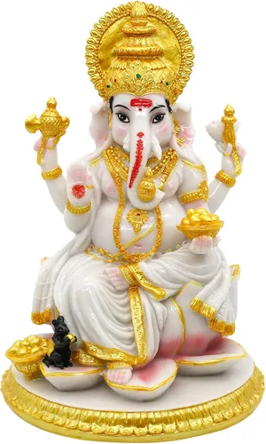 alikiki Figura de Dios hindú Ganesh Chaturthi – 8.4 pulgadas de alto, ídolo indio Ganesha, estatua de elefante hindú Dios Pooja, artículo Diwali
