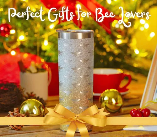 Miniatura 6 de Onebttl Regalos únicos de abejas para mujeres y niñas, vaso de acero inoxidable SS304 de 20 onzas con tapa y pajita, taza temática para ella