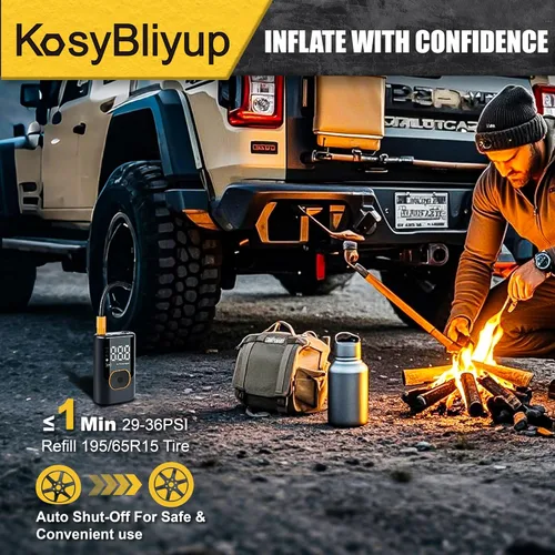 Miniatura 5 de Inflador de neumáticos, compresor de aire portátil de 150 PSI, bomba de aire para bicicleta, bomba de aire inalámbrica para neumáticos de automóvil