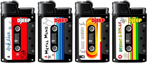 DJEEP Encendedores de bolsillo, colección de edición limitada de mixtape, encendedores únicos con textura, paquete de 4 unidades de encendedores