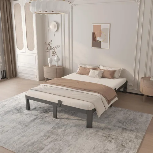 Miniatura 7 de Bases de cama tamaño matrimonial de 10 pulgadas, cama con plataforma y juntas metálicas, no requiere somier, tope antideslizante para colchón