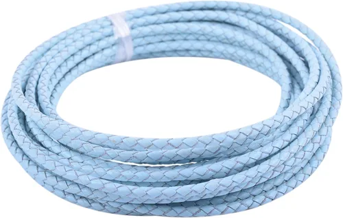 Miniatura 57 de KONMAY 2 yardas 8.0mm Cordón redondo de cuero trenzado auténtico marrón antiguo para corbata de bolo