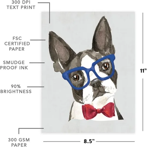 Miniatura 118 de Andaz Press Póster impreso para pared de perro, 8.5 x 11 pulgadas, Bulldog inglés con gafas negras, 1 paquete, regalo de cumpleaños de Navidad, sin
