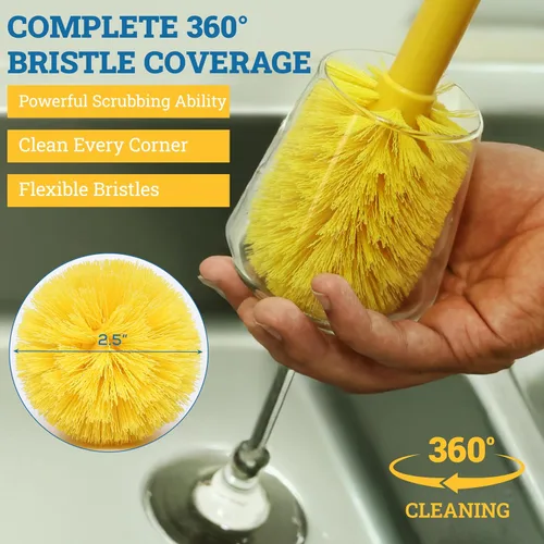 Miniatura 3 de KLEEN HANDLER Cepillo de limpieza de copa Cepillo de botella para limpiar vasos y tarros, cerdas duraderas y mango largo