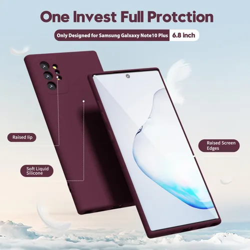 Miniatura 3 de oakxco para Samsung Galaxy Note 10 Plus Funda de teléfono de silicona líquida, cubierta de gel suave y delgada de goma TPU lisa y mate para mujer