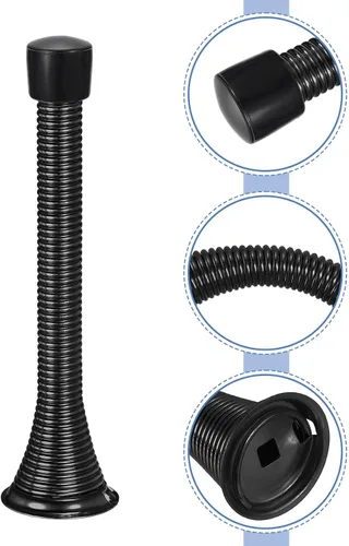 Miniatura 5 de uxcell 6 topes de puerta de resorte, tope de puerta flexible de 3-3/4 pulgadas con parachoques de goma y tornillos para proteger la parte inferior