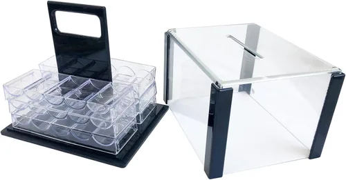 Miniatura 2 de Yuanhe Deluxe Acrylic Poker Chip Case Poker Chip Carrier(600 Chips Capacity)-With 6 Chip Racks/Chip Trays