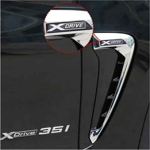 Miniatura 5 de YIWANG Shark Gills Decoración lateral Fender Vent Trim 2 piezas para BMW Xdrive Logo Emblema X5 F15 X5M F85 2014-2018 (negro)