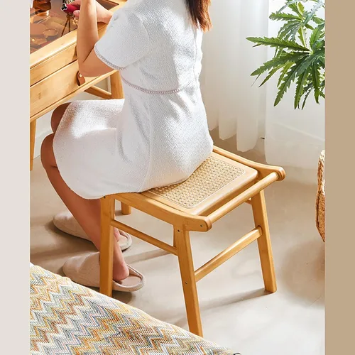 Miniatura 4 de Escritorio de maquillaje para dormitorio con espejo, tocador con 2 cajones, escritorio de tocador con silla de tocador, juego de tocador de Taburete