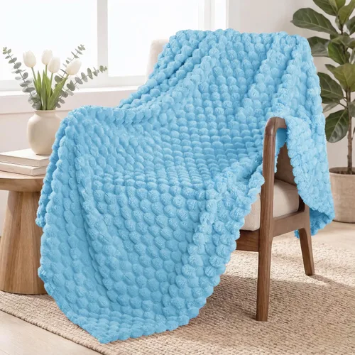 Miniatura 49 de Exclusivo Mezcla - Manta de vellón extragrande, 50 x 70 pulgadas, elegante, tela jacquard suave, mullida, acogedora y ligera, para invierno