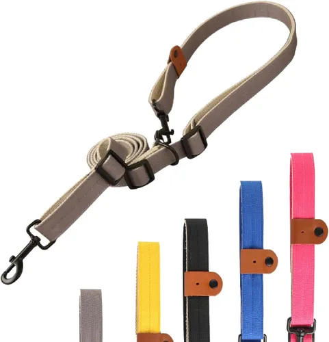 Correa para perro – 0.591 in gris: 360° sin enredos, nailon fuerte resistente, retráctil y manos libres, diseño cruzado, correa de mano y cintura,