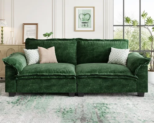 Miniatura 32 de KKL Sofá Seccional Modular de 89 Pulgadas, Sofá de Amor de 2 Asientos Sofá Nube con Asiento Profundo, Sofás Seccionales de Chenilla para Sala