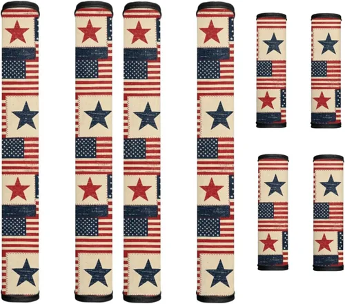 Miniatura 48 de America250 - Juego de 8 fundas antideslizantes para manijas de puerta de refrigerador, 4 de julio de 2026, protectores para nevera, horno, mantener