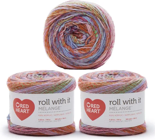 Miniatura 34 de Red Heart Roll with It Sparkle - Hilo de amatista – Paquete de 3 unidades de 5.29 oz/5.3 onzas, mezcla acrílica, 4 medianos (peinado), 561 yardas