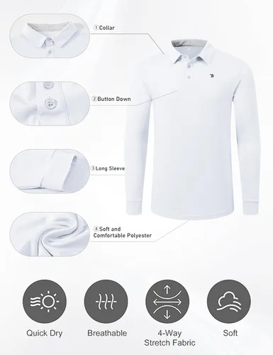 Miniatura 5 de MoFiz Men's Long Sleeve Shirts Quarter Zip Pullover Men's Polo Shirts Quick Dry