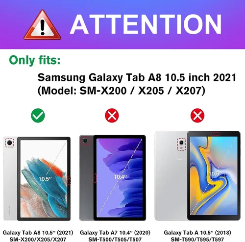 Miniatura 2 de Uppuppy Funda para Samsung Galaxy Tab A8 de 10.5 pulgadas para niños, niñas, folio para mujeres, diseño floral femenino, bonita, adolescente