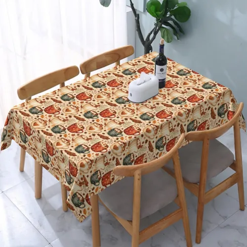Miniatura 21 de Cafl Mantel retro con diseño de girasol de los años 70, sin arrugas, para picnic, cocina, vacaciones, comedor, rectangular, poliéster lavable