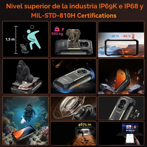 Miniatura 7 de Blackview XPLORE 2 Gemini AI 5G - Teléfono resistente con proyector, Dimensity 8300 Android 15 6.73" 3.2K AMOLED 20000mAh/120W 36GB+256GB T-Mobile