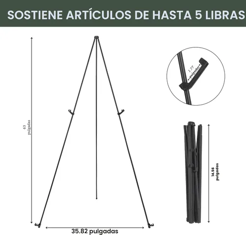 Miniatura 5 de DANMO Soporte de caballete para cartel de boda de 63 pulgadas, caballete de exhibición instantánea para piso, caballete de arte de metal ajustable