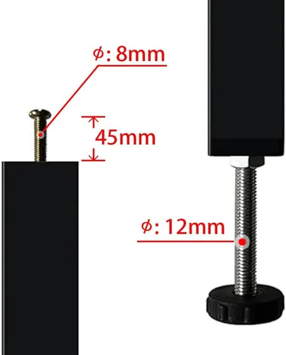 Miniatura 5 de Patas de soporte de metal para muebles, altura ajustable, marco central de cama resistente, elevadores de pies para plataforma Queen/King, piezas