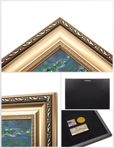Miniatura 5 de IPIC - Reproducción artística de los lirios de agua de Claude Monet 1906, impresiones giclée coinciden con el marco dorado clásico, arte de pared