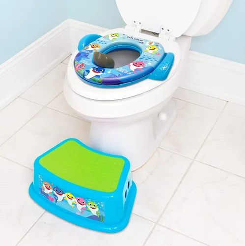 Miniatura 4 de Conjunto esencial de entrenamiento de orinal de Baby Shark de Pinkfong, 2 piezas - Cojín suave, entrenamiento de orinal para bebé, seguro, fácil