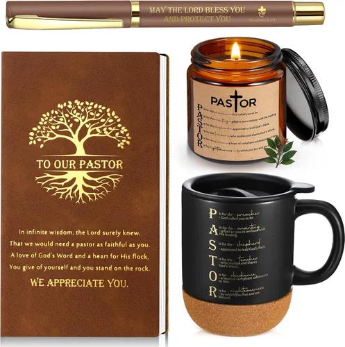 Miniatura 15 de Hushee 4 piezas de regalos cristianos para hombres, taza de café del hombre de Dios, diario de oración, vela perfumada, bolígrafo bíblico, regalos