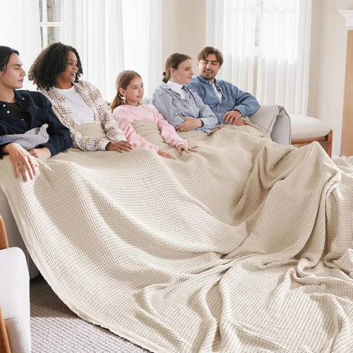 Miniatura 24 de Bedsure Gentlesoft - Manta de 100 % algodón, tamaño Twin XL, para dormitorio universitario, transpirable y suave, manta Twin de tejido waffle