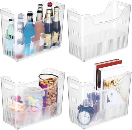 Miniatura 7 de Beeveer 4 cubos organizadores de plástico para congelador con rueda, organizador de despensa de cocina, contenedores de almacenamiento de aperitivos
