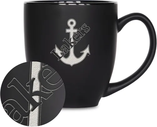 Miniatura 335 de Rico Industries - Taza de cerámica mate negra con grabado láser estándar de 15oz para NCAA (escuelas T & U) - Para bebidas calientes o frías