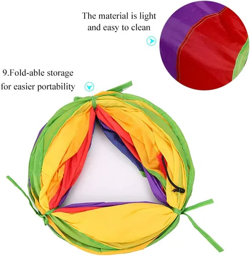 Miniatura 3 de Andiker Túnel para gatos de interior, tubo plegable de arco iris de 45 pulgadas de largo con una divertida bola y 2 agujeros, túnel de conejo