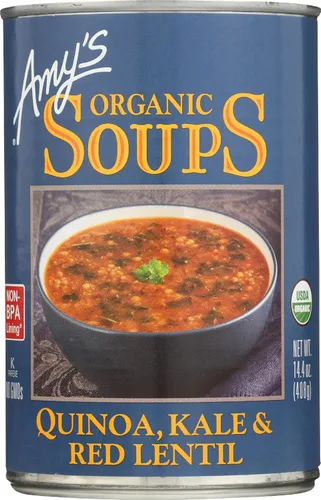 Miniatura 21 de Amy's Sopa, vegana, sin gluten, col orgánica, quinoa y lenteja roja, 14.4 onzas (paquete de 12)
