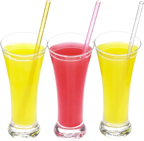 Miniatura 8 de Dakoufish Sin BPA 12 Piezas Pajitas Reutilizables de Plástico Transparente con Purpurina de 11 Pulgadas Más un Cepillo de Limpieza