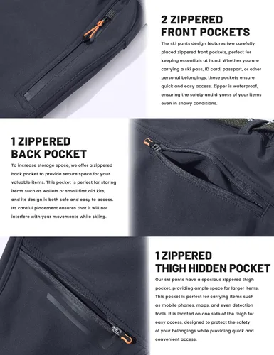 Miniatura 5 de TACVASEN Pantalones de esquí de nieve para hombre, pantalones de snowboard resistentes al agua, pantalones de senderismo con forro polar