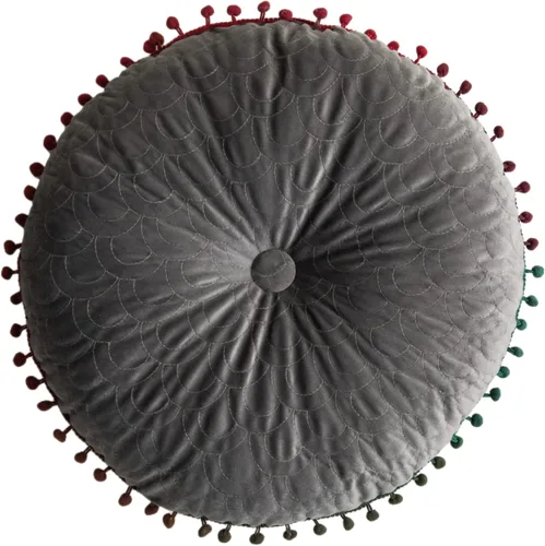 Cojín redondo grueso para sofá, meditación, sala de estar, ventana, balcón, decoración (15.7 pulgadas, gris)