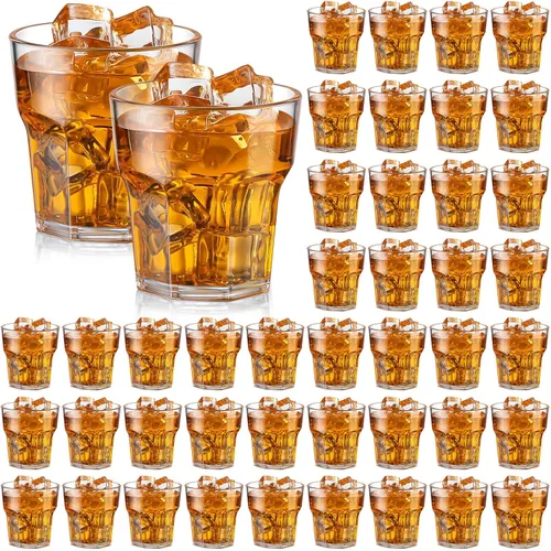 Miniatura 8 de Tioncy 50 vasos acrílicos de 4.5 onzas, vasos pequeños de whisky, vasos transparentes a granel, irrompibles, apilables, mezclados, mini tazas