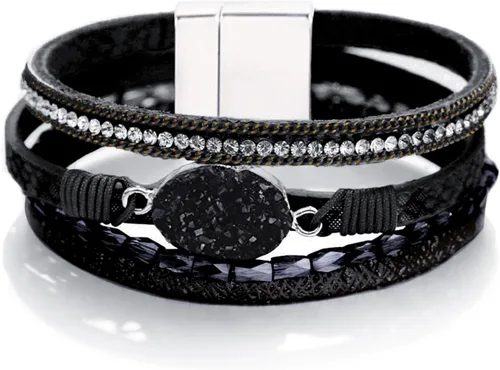 Miniatura 32 de Fesciory - Pulsera de leopardo para mujer, estilo bohemio de cuero multicapa con perlas de cristal