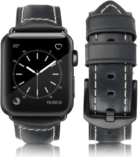 Miniatura 9 de HUAFIY Compatible para Correas de Apple Watch 42mm 44mm 45mm 46mm 49mm 38mm 40mm 41mm, Correa de Cuero Genuino para iWatch Serie 11/10/9/8, 7, 6, 5