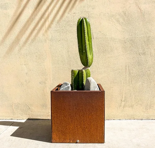 Miniatura 2 de Corten - Maceta de acero para exteriores, diseño rústico y moderno, cama grande de metal elevado para uso comercial y residencial (12 x 12 pulgadas)