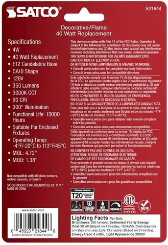 Miniatura 3 de FLMN LED CA10 E12 4W 2PK